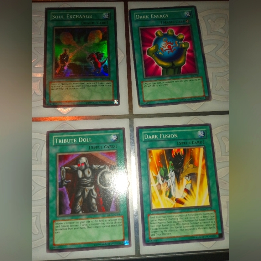 Set of 4 holographic yugioh original cards